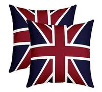 Bedluxy - Set di 2 federe decorative per cuscini con bandiera dell'Inghilterra, colore rosso e blu navy, per ragazzi e ragazze, lusso, morbide, 40 x 40 cm