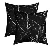 Bedluxy Set di 2 federe per cuscini in marmo nero astratto moderno 40,6 x 40,6 cm, per uso interno