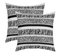 Bedluxy Set di 2 federe per cuscini quadrati reversibili per bambini, motivo leopardato, grigio, nero, ghepardo, per ragazzi e ragazze, decorazione per la casa, safari, zebra, 50 x 50 cm