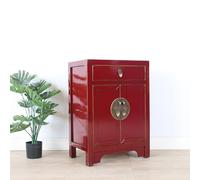 BEDOIN Armadietto cinese Ming in legno di olmo rosso, semplice antico armadio telefonico, credenza divano, tinta unita, finitura naturale, per soggiorno, camera da letto, hotel, appartamento, rosso, 2