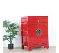 BEDOIN Armadietto cinese Ming in legno di olmo rosso, semplice antico armadio telefonico, credenza divano, tinta unita, finitura naturale, per soggiorno, camera da letto, hotel, appartamento, rosso, 1