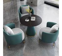 BEDOIN Combinazione tavolo e sedia per negoziazione di lusso leggero, divano singolo italiano, piastra in roccia nera piccola rotonda, ufficio vendite riunioni ospite casa balcone tempo libero E