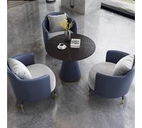BEDOIN Combinazione tavolo e sedia per negoziazione di lusso leggero, divano singolo italiano, piastra in roccia nera piccola rotonda, ufficio vendite riunioni ospite casa balcone tempo libero F