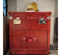 BEDOIN Comodino stretto con 1 cassetto in legno massello e pelle, nessuna installazione richiesta, comodini per camere da letto, dormitori, salotti, 55 x 55 x 60 cm