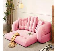 BEDOIN Divano a compressione in spugna, divani con schienale curvo, moderno a mezza luna imbottito in tessuto per il tempo libero, per appartamento, soggiorno, ufficio, rosa, 210 x 110 x 60 cm