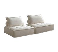 BEDOIN Divano a compressione Piemonte Combinazione a blocchi senza telaio in pura spugna monopezzo modulo in tessuto bianco-L