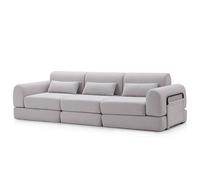 BEDOIN Divano a compressione sottovuoto in spugna, divani componibili sovradimensionati, divano letto convertibile, combinazione facile da spostare, per camera da letto/soggiorno grigio-3 posti