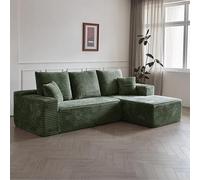 BEDOIN Divano componibile componibile, soffice velluto a coste, divani senza osso a compressione, divano componibile convertibile a forma di L, per soggiorno, appartamento, ufficio, verde, 268 x 174 x