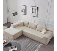 BEDOIN Divano componibile componibile, soffice velluto a coste, divani senza osso a compressione, divano componibile convertibile a forma di L, per soggiorno, appartamento, ufficio, beige, 268 x 174 x