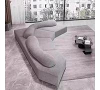 BEDOIN Divano componibile curvo, divano moderno a 4 posti, comodo divano imbottito a nuvola, con 2 cuscini decorativi e morbidi cuscini, per soggiorno, appartamento grigio - 450 x 310 cm