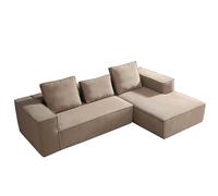 BEDOIN Divano componibile modulare con seduta profonda, con ottomana, non richiede montaggio, per soggiorno, camera da letto, appartamento, albicocca, 275 x 175 x 60 cm