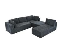 BEDOIN Divano da pavimento oversize componibile in schiuma, divano modulare a nuvola, minimalista in velluto a coste imbottito, con 8 cuscini, per soggiorno, ufficio, camera da letto, appartamenti