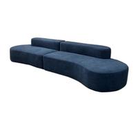 BEDOIN Divano longue rotondo oversize per interni, divano a compressione, divano singolo in spugna di agnello, per soggiorno, camera da letto, appartamento, ufficio, blu, 340 x 102 x 66 cm