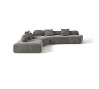 BEDOIN Divano Modulare a Sezione Curva, Divani In Tessuto Rock, Divano Da Terra Moderno Cloud 4 Posti, Divani Compressi Minimalisti Per Soggiorno, Appartamento, Studio E Uf grey-430cm