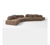 BEDOIN Divano modulare componibile curvo, divani in tessuto roccia, divano da pavimento moderno a 4 posti, divani a compressione minimalisti per soggiorno, appartamento, studio, ufficio, marrone, 430