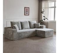 BEDOIN Divano Modulare Sezionale, Divani Nuvolosi In Velluto Felpato, Divani Senza Ossa Compressi, Divano Sezionale Convertibile a Forma Di L, Per Soggiorno, Appartamento, grey2-268 * 174 * 61cm
