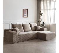 BEDOIN Divano Modulare Sezionale, Divani Nuvolosi In Velluto Felpato, Divani Senza Ossa Compressi, Divano Sezionale Convertibile a Forma Di L, Per Soggiorno, Appartamento, khaki-268 * 174 * 61cm