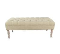 BEDOIN Grande panca imbottita trapuntata imbottita per ingresso, panca per camera da letto, panca ottomana in tessuto con gambe in legno intagliato, per camera da letto, A-100 x 40 x 45 cm