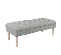 BEDOIN Grande panca imbottita trapuntata imbottita per ingresso, panca per camera da letto, panca ottomana in tessuto con gambe in legno intagliato, per camera da letto, B-100 x 40 x 45 cm