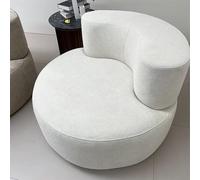 BEDOIN Sedia a sdraio girevole rotonda oversize per interni, divano moderno di lusso con schienale curvo stretto in velluto, per soggiorno camera da letto appartamento uffi White-80 * 80 * 66cm