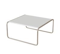 BEDOIN Tavolino da caffè in vetro temperato, tavolo da tè quadrato, sgabello basso per soggiorno, staffa in acciaio inox, semplicità domestica White-70cm