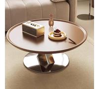 BEDOIN Tavolino da salotto vintage, set in acciaio inossidabile di diversi pezzi, tondo minimalista, soggiorno per la casa, combinazione creativa di colore crema e vento 80cm