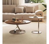 BEDOIN Tavolino da salotto vintage, set in acciaio inossidabile di diversi pezzi, tondo minimalista, soggiorno per la casa, combinazione creativa di colore crema e vento 80cm+50cm