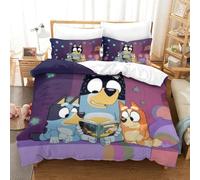 BEDPOCHY 3D Con Stampa Di Bluey Set Di Biancheria Da Letto 3 Pezzi Copripiumino E Federa Coordinata Per Ragazzi E Ragazze,coppie,camera Da Letto,decorazione Single（140x200cm）