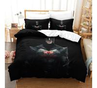 BEDPOCHY Stampa 3D Batman Set Di Biancheria Da Letto 3 Pezzi Set Copripiumino Con Cerniera E Federe Per Ragazzi E Ragazze,coppie,camera Da Letto,decorazione King（220x240cm）