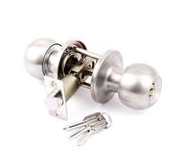 Bedroom Bathroom Round Knobs Door Knob Lock Locks Hardware Silver Tone