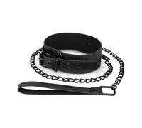 Bedroom Fantasies Faux Leather Collar & Chain Black