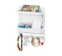 Bedroom Floating Shelves - 1 x Wall Mount Shelf | Wall Stick On Rack | Floating Bathroom Storage Racks, Adhesive Bedside Shelf Accessories Organizer With Hooks And Cable Clips For Desk, Bathroom