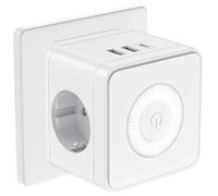 Bedroom Lamp Parete Cubica Da 250 V Con 2 Porte USB-A Adattatore C Prese Lampada Per Luce Notturna Spina Elettrica Presa Multipla USB 3680 W Wall Light/Wall Lamp(White)