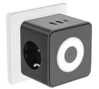 Bedroom Lamp Parete Cubica Da 250 V Con 2 Porte USB-A Adattatore C Prese Lampada Per Luce Notturna Spina Elettrica Presa Multipla USB 3680 W Wall Light/Wall Lamp(Black)