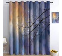 Bedroom Tende oscuranti 117L x 229A cm 2 Pannelli, Arte Digitale Fiocchi Di Neve E Rami Occhielli Termoisolanti Viola Tende Anti-sbiadimento in Poliestere per la Camera dei Bambini