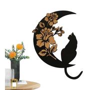Bedroom Wall Wood Cat Moon | Easy Installation Wooden Cats Decors With Back Hook For Walls - Artistic Display Home Decor Products For Living Room, Children's Room, Bedroom, Dining Rooms, Study Rooms