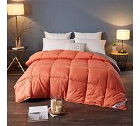 BEDSETS Piumone/Trapunta in Piumino D'Oca 96%, Fodera 100% Cotone di Percalle, 220 Gr/m² Autunno/Inverno, 220 X 220 Cm, Letto da 140. Tutte Le Misure (Orange,220x240cm5kg)
