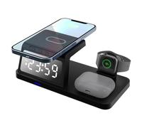 Bedside Charging Dock - Alarm Clock Charger | Compact Size Console with Wireless Output Pad, Synthetic Casing Frame Featuring Cable Control, Night Table Power Center, Headphone Supply System