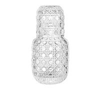 Bedside Kettle And Glass Set - Vintage Clear Glass 18oz Juice Pitcher With 5oz Cup | Nighttime Drinking Water Set | Elegant Glasš Carafe For Bedroom Bedside Table And Kitchen