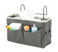 Bedside Organizer, Portable Adjustable Space-Saving Fabric Storage Pocket, Nursery Bedside Diaper Holder, Ideal for Hospital, Dorm, Bedroom, Kids Room, College, Travel