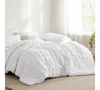 Bedsure Bed in a Bag - Set di biancheria da letto queen size, 7 pezzi, in tessuto seersucker, morbido e leggero, alternativo al piumino, set di biancheria da letto queen size (plaid bianco, queen