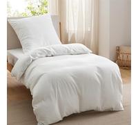 BEDSURE Biancheria da letto 135 x 200 cm, 2 pezzi, colore bianco, in morbida microfibra di poliestere Öko-Tex, 1 copripiumino da 135 x 200 cm, con chiusura lampo e 1 federa da 50 x 75 cm