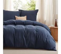 BEDSURE Biancheria da letto 230 x 220 cm, 3 pezzi, blu navy, morbido poliestere Öko-Tex, in microfibra, 1 copripiumino da 230 x 220 cm, con chiusura lampo e 2 federe da 50 x 75 cm