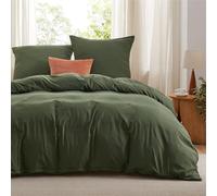 BEDSURE Biancheria da letto 260 x 240 cm, 3 pezzi, verde oliva, morbida microfibra di poliestere Öko-Tex, 1 copripiumino da 260 x 240 cm, con chiusura lampo e 2 federe da 65 x 65 cm
