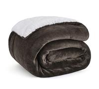 Bedsure Coperta in pile Sherpa, per divano, spessa e calda, morbida e soffice, per l'inverno, marrone, 127 x 152 cm