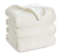 Bedsure Coperta in pile Sherpa, per letto king size, spessa e calda, morbida e pelosa, per l'inverno, color crema, 274 x 228 cm