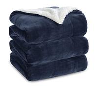 Bedsure Coperta in Pile Sherpa - Plaid, Blu Navy, 220x240 cm | Plaid Divano e Letto, Coperta Calda Accogliente, Blanket Extra Spessa Morbida, Coperta Termica Copridivano Matrimoniale