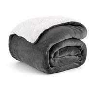 Bedsure Coperta in Pile Sherpa - Plaid Divano e Letto, Coperta Calda Accogliente, Sherpa Extra Spessa Morbida, Coperta Termica Copridivano Matrimoniale, XL 150x200 cm, Grigio Nero