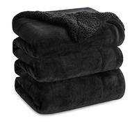 Bedsure Coperta in Pile Sherpa - Plaid Divano e Letto, Coperta Calda Accogliente, Sherpa Extra Spessa Morbida, Coperta Termica Copridivano Matrimoniale, XXL 220x240 cm, Nero