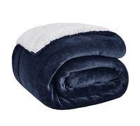 Bedsure Coperta in Pile Sherpa - Plaid Divano e Letto, Coperta Calda Accogliente, Sherpa Extra Spessa Morbida, Coperta Termica Copridivano Matrimoniale, XL 150x200 cm, Blu Navy